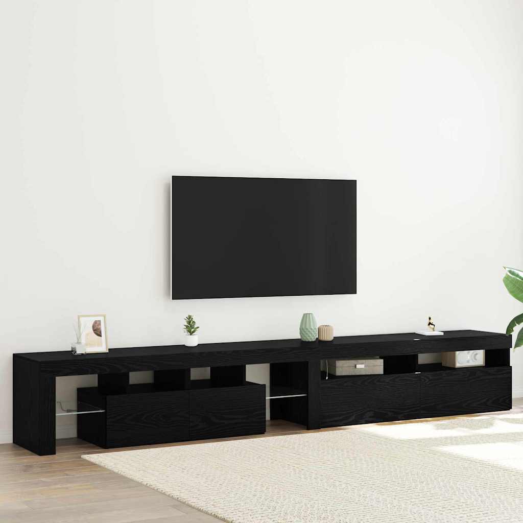 TV-Schränk mit LED 2 pcs Schwarz Eichen-Optik 260 x 37 x 40 cm