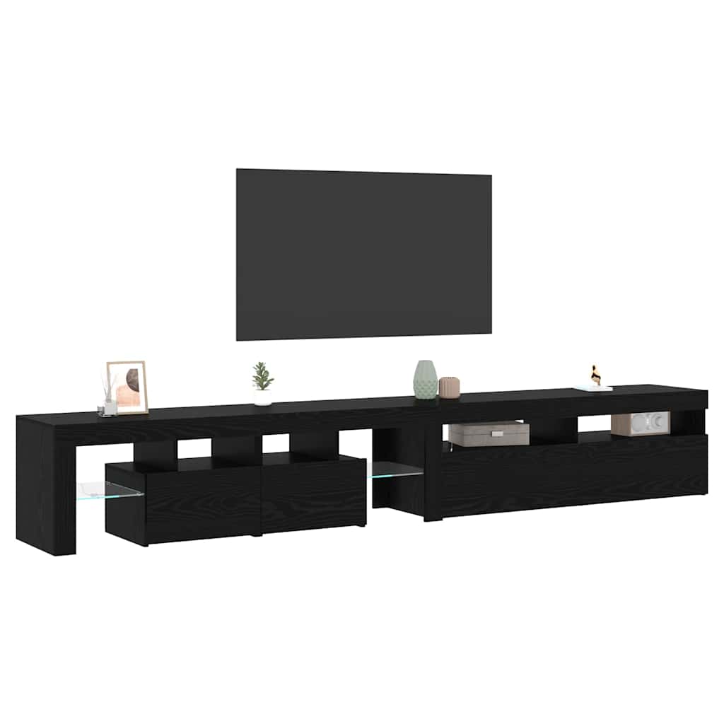 TV-Schränk mit LED 2 pcs Schwarz Eichen-Optik 260 x 37 x 40 cm