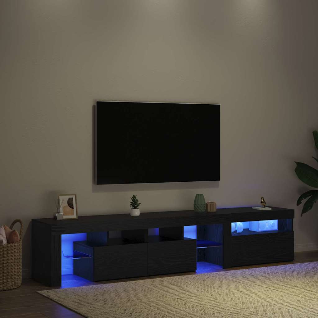 TV-Schränk 2 pcs Schwarz Eichen-Optik 200 x 36,5 x 40 cm