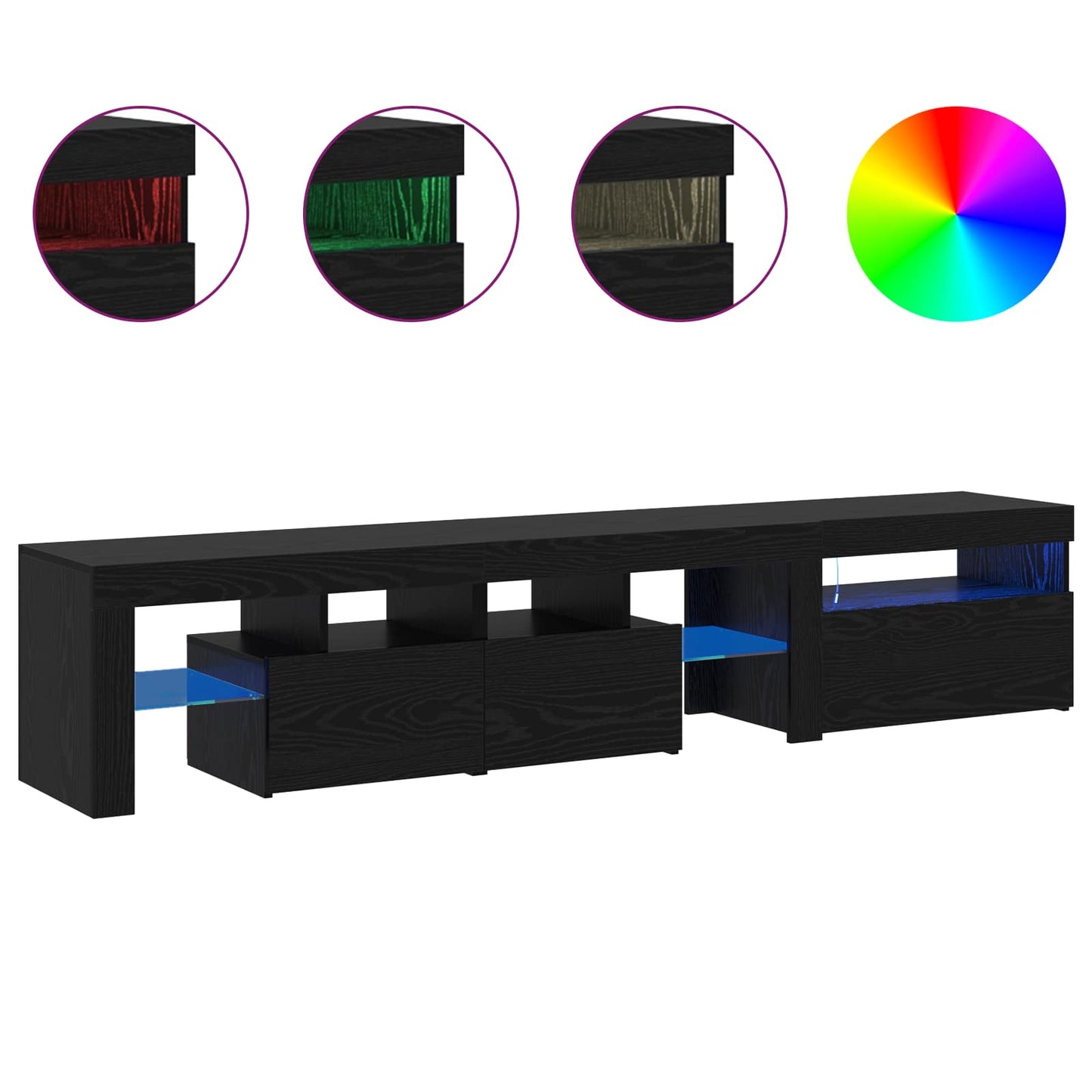 TV-Schränk 2 pcs Schwarz Eichen-Optik 200 x 36,5 x 40 cm
