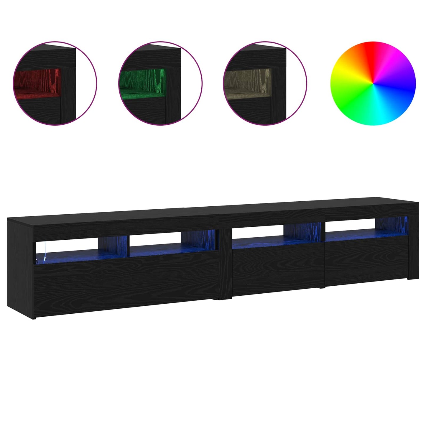TV-Schränk 2 pcs Schwarz Eichen-Optik 210 x 35 x 40 cm