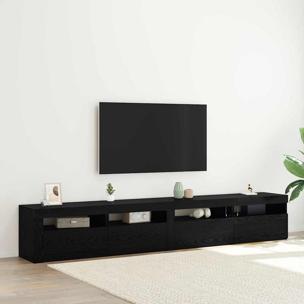 TV-Schrankset 3 pcs Schwarz Eichen-Optik 240 x 35 x 40 cm