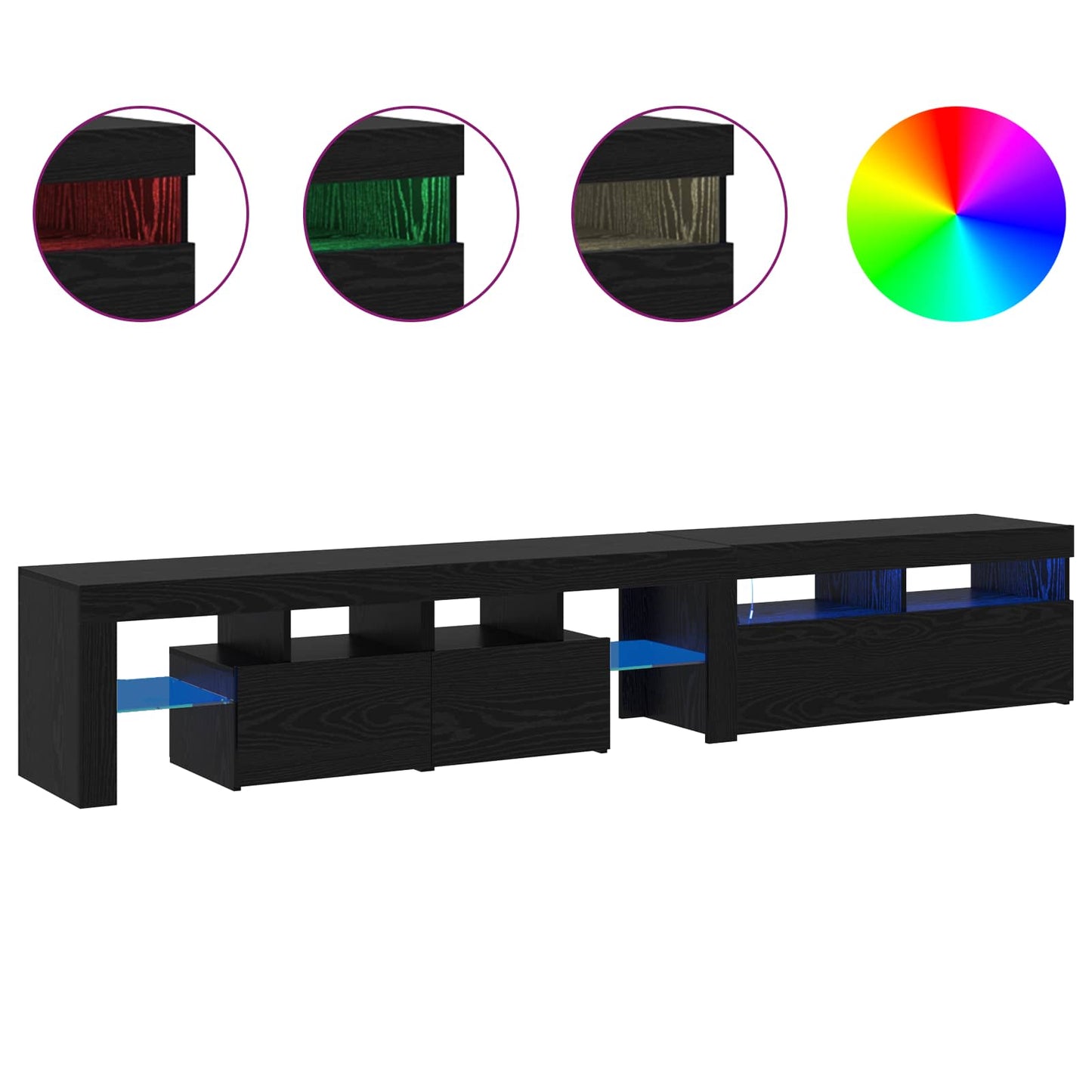 TV-Schränk 2 pcs Schwarz Eichen-Optik 230 x 36,5 x 40 cm