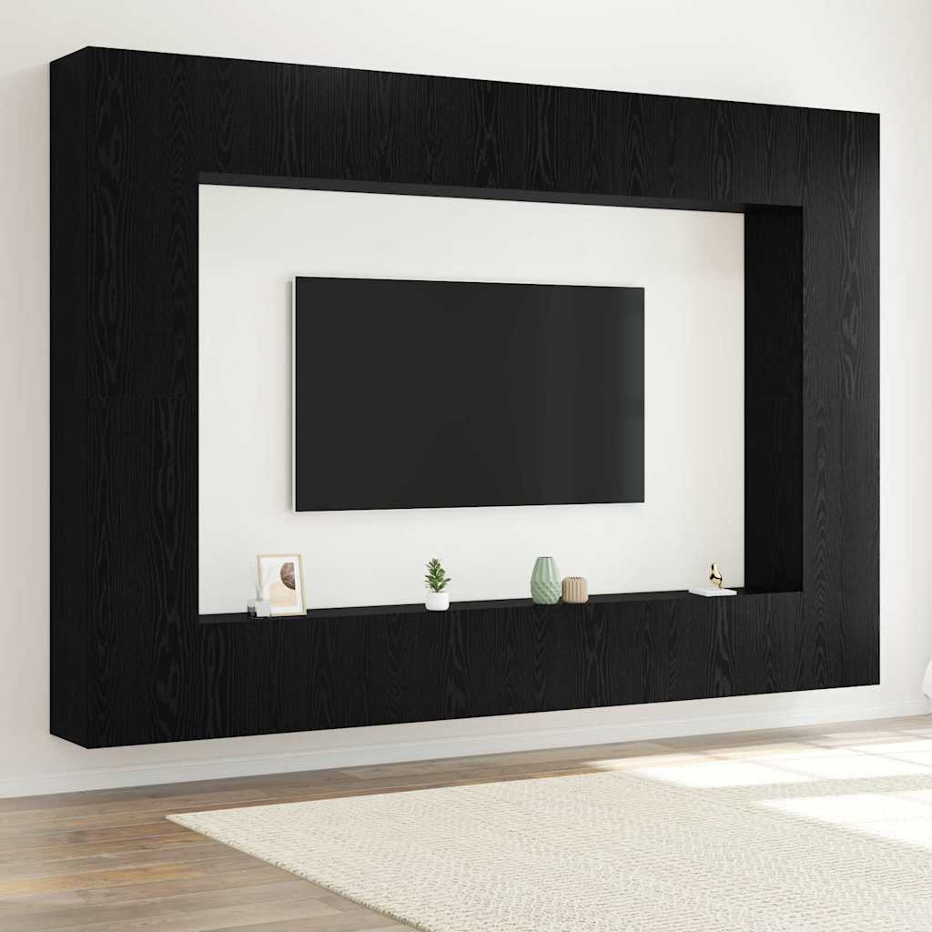 TV-Schrankset 8 pcs Schwarz Eichen-Optik 100 x 30 x 30 cm