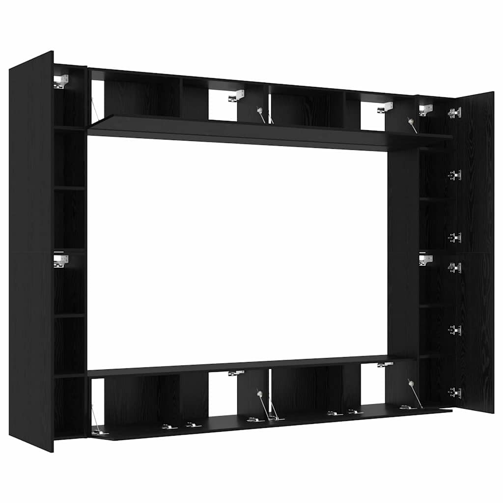 TV-Schrankset 8 pcs Schwarz Eichen-Optik 100 x 30 x 30 cm