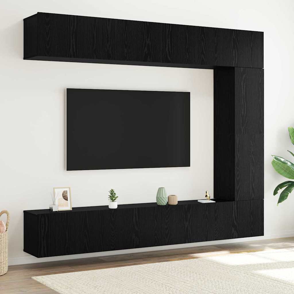 TV-Schrankset 5 pcs Schwarz Eichen-Optik Holzwerkstoff