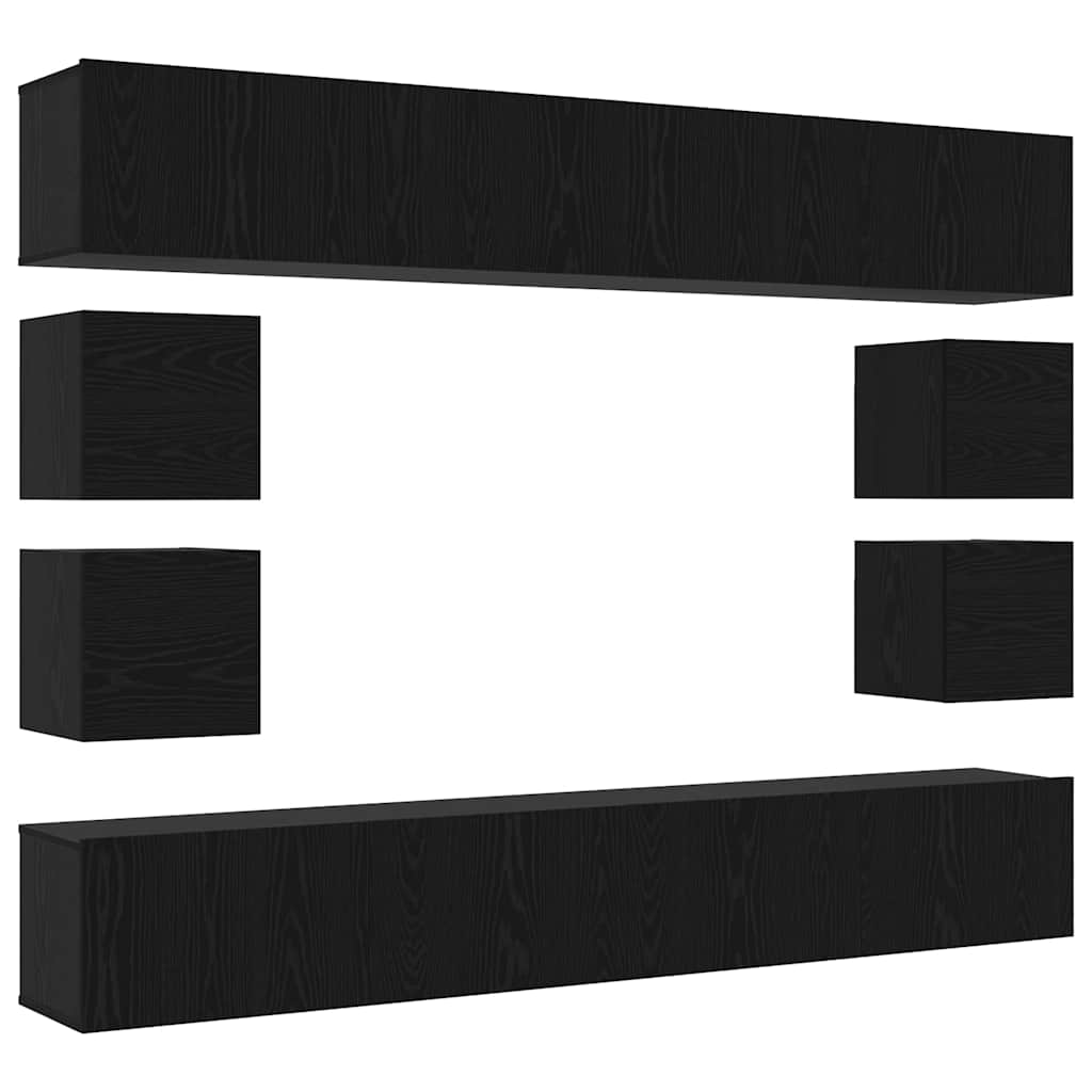 TV-Schrankset 8 pcs Schwarz Eichen-Optik Holzwerkstoff