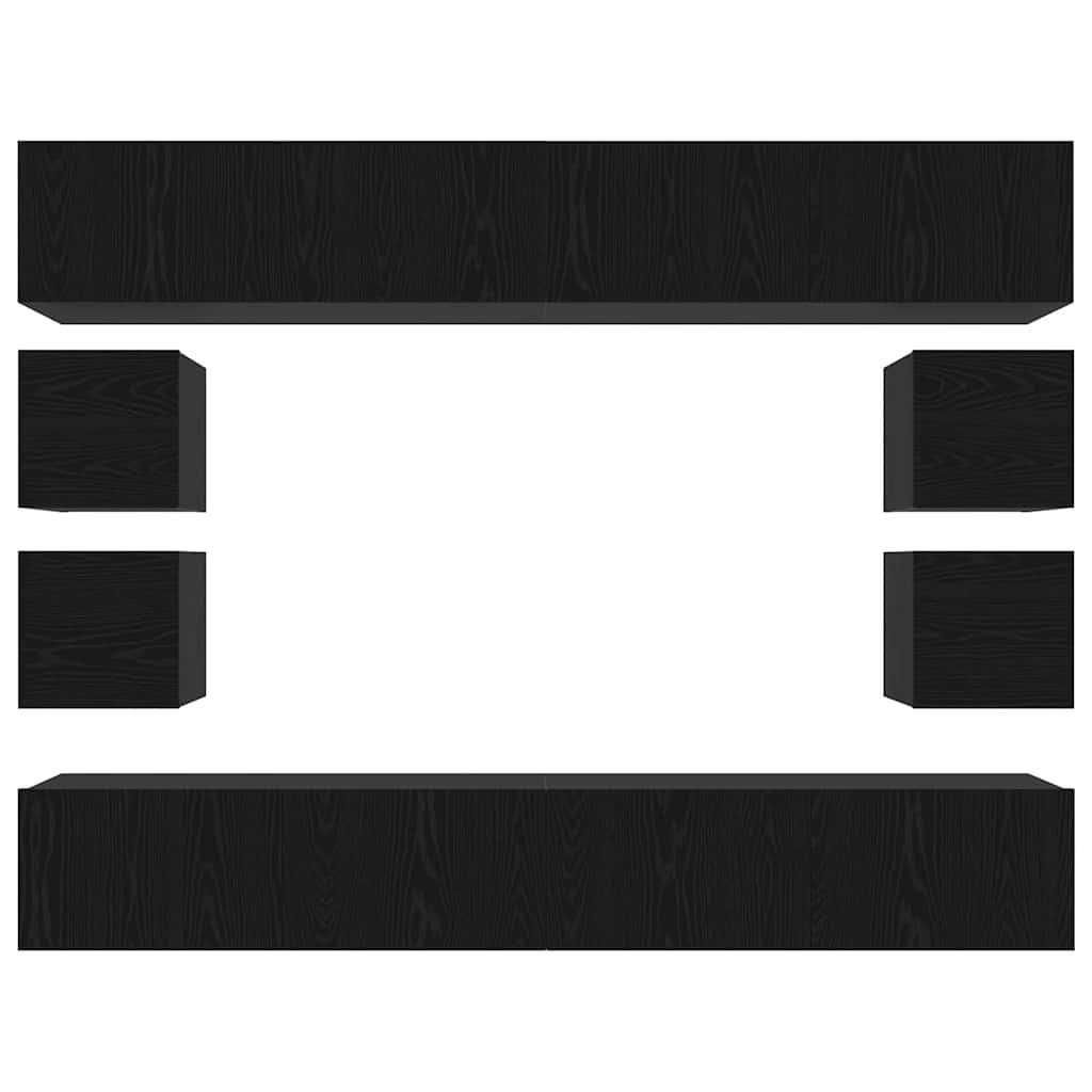 TV-Schrankset 8 pcs Schwarz Eichen-Optik Holzwerkstoff