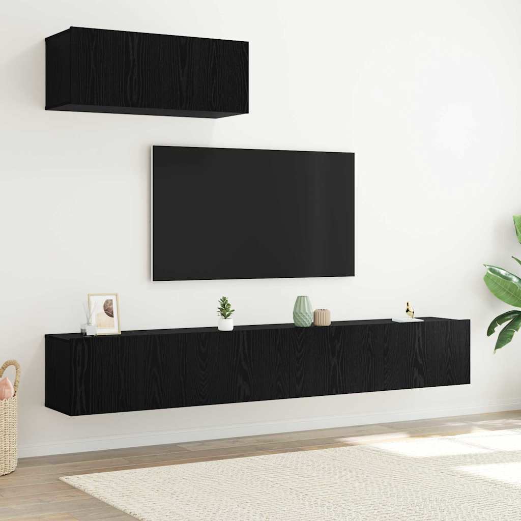 TV-Schrankset Wandmontiert 3 pcs Schwarze Eiche Holzwerkstoff