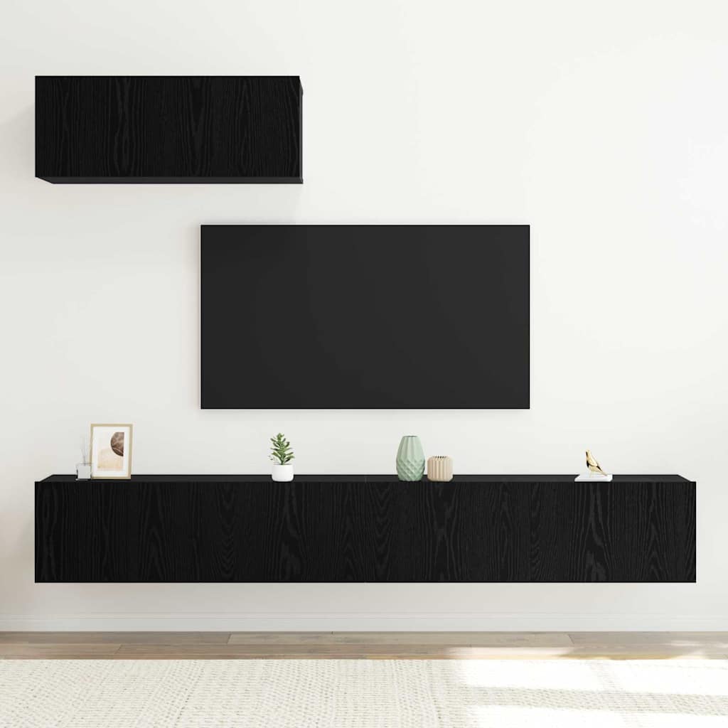 TV-Schrankset Wandmontiert 3 pcs Schwarze Eiche Holzwerkstoff