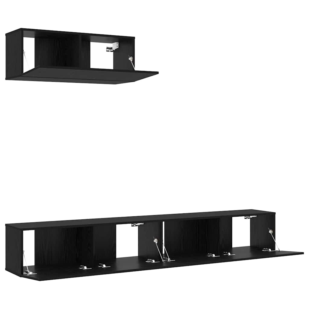 TV-Schrankset Wandmontiert 3 pcs Schwarze Eiche Holzwerkstoff