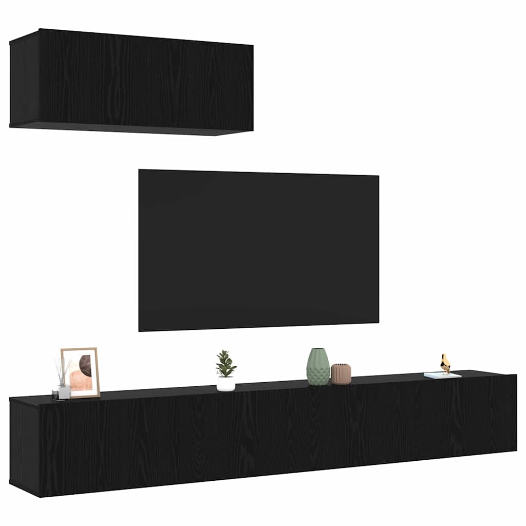 TV-Schrankset Wandmontiert 3 pcs Schwarze Eiche Holzwerkstoff