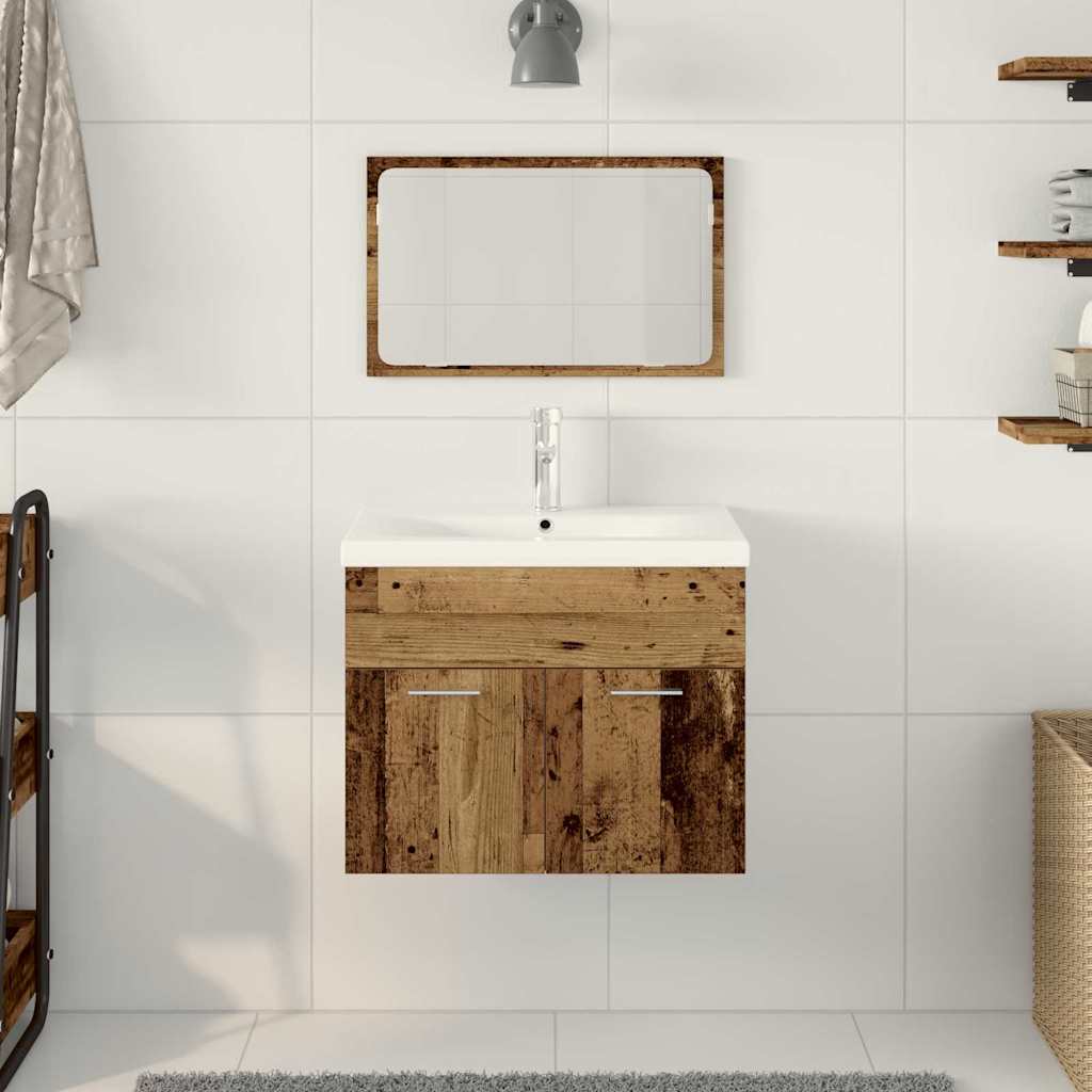 Badezimmermöbel-Set Wandmontiert 3 pcs Altholz Holzwerkstoff