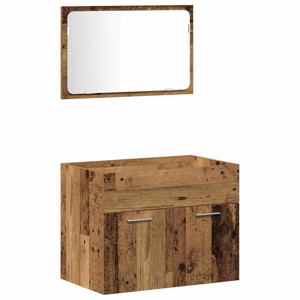 Badezimmermöbel-Set Wandmontiert 4 pcs Altholz Holzwerkstoff