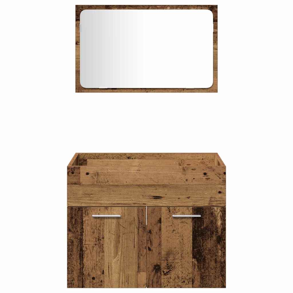 Badezimmermöbel-Set Wandmontiert 4 pcs Altholz Holzwerkstoff