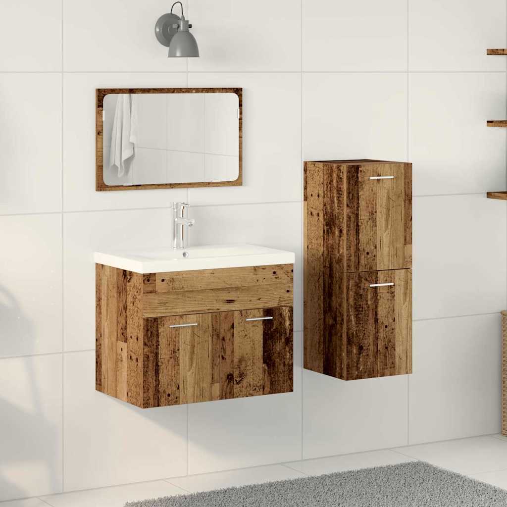 Badezimmermöbel-Set Wandmontiert 4 pcs Braun Holzwerkstoff