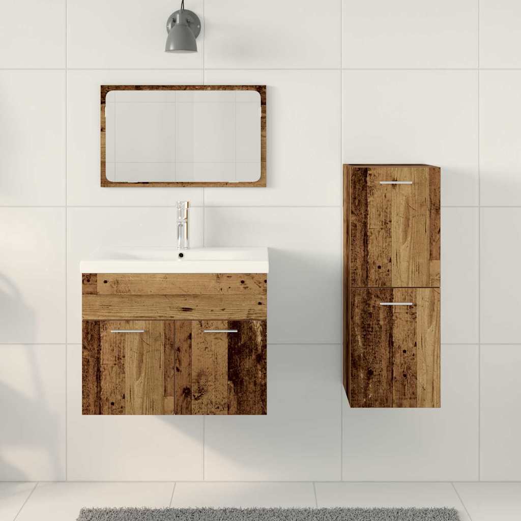 Badezimmermöbel-Set Wandmontiert 4 pcs Braun Holzwerkstoff