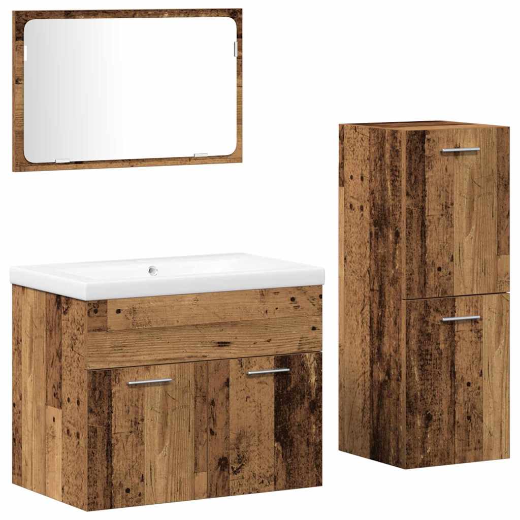 Badezimmermöbel-Set Wandmontiert 4 pcs Braun Holzwerkstoff