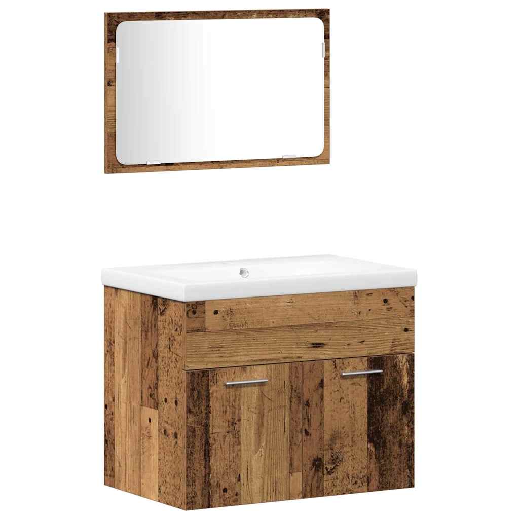 Badezimmermöbel-Set Wandmontiert 4 pcs Braun Holzwerkstoff