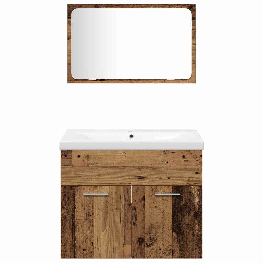 Badezimmermöbel-Set Wandmontiert 4 pcs Braun Holzwerkstoff