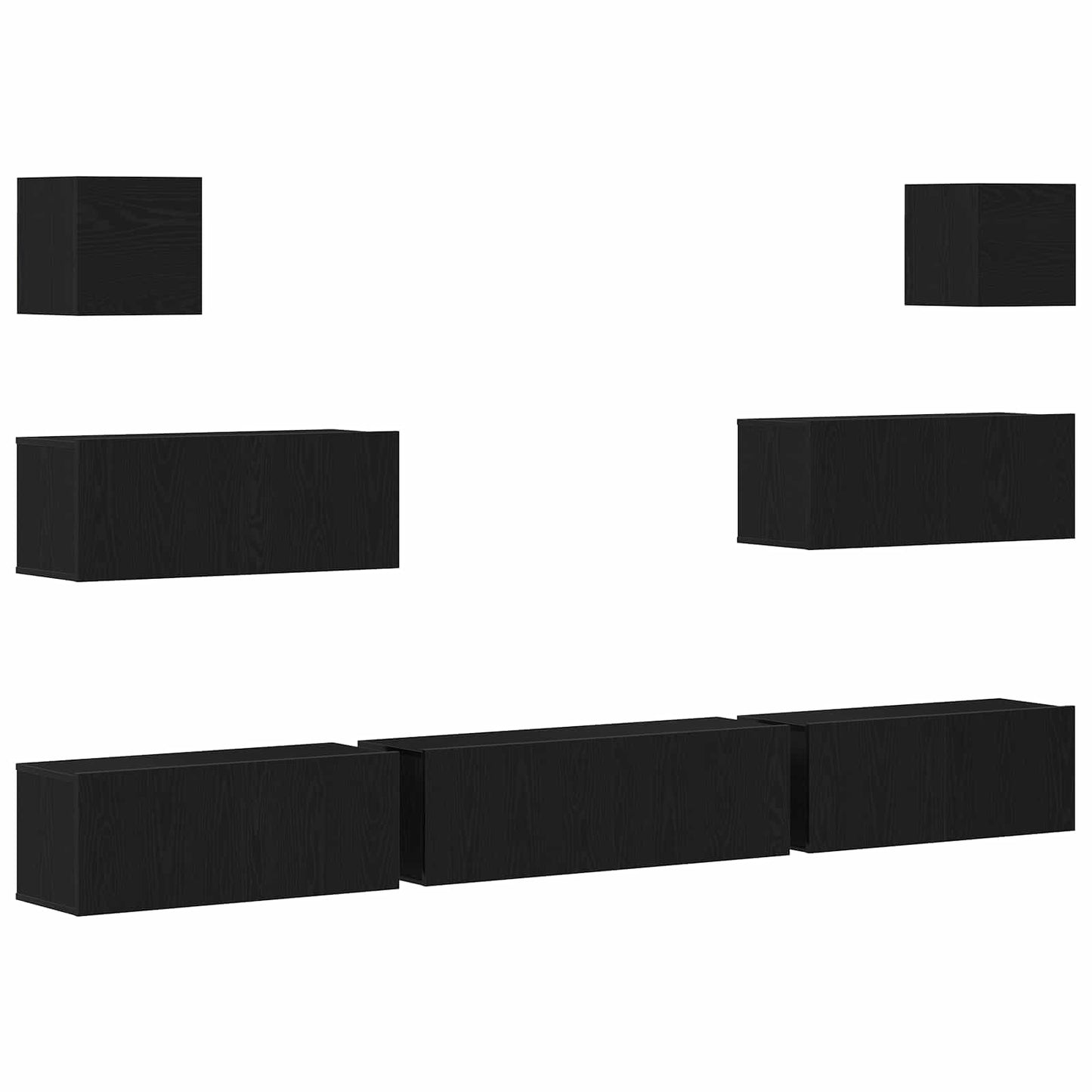 TV-Schrankset 7 pcs Schwarz Eichen-Optik 100 x 30 x 30 cm