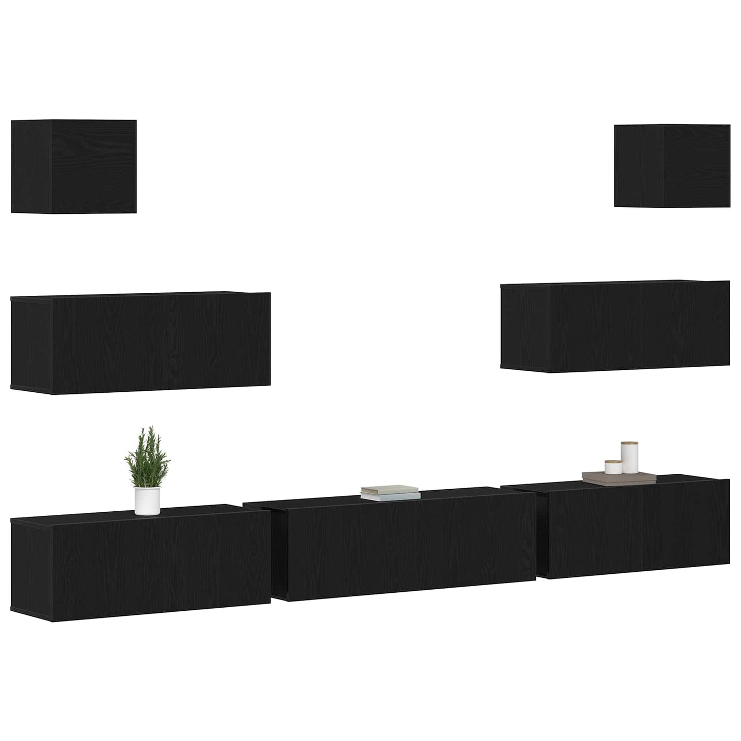 TV-Schrankset 7 pcs Schwarz Eichen-Optik 100 x 30 x 30 cm