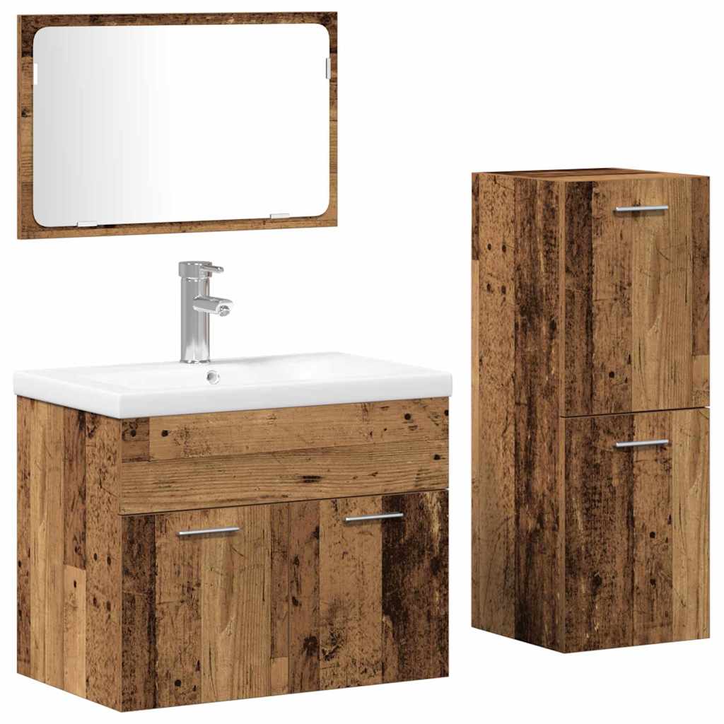 Badezimmermöbel-Set Wandmontiert 4 pcs Braun Holzwerkstoff
