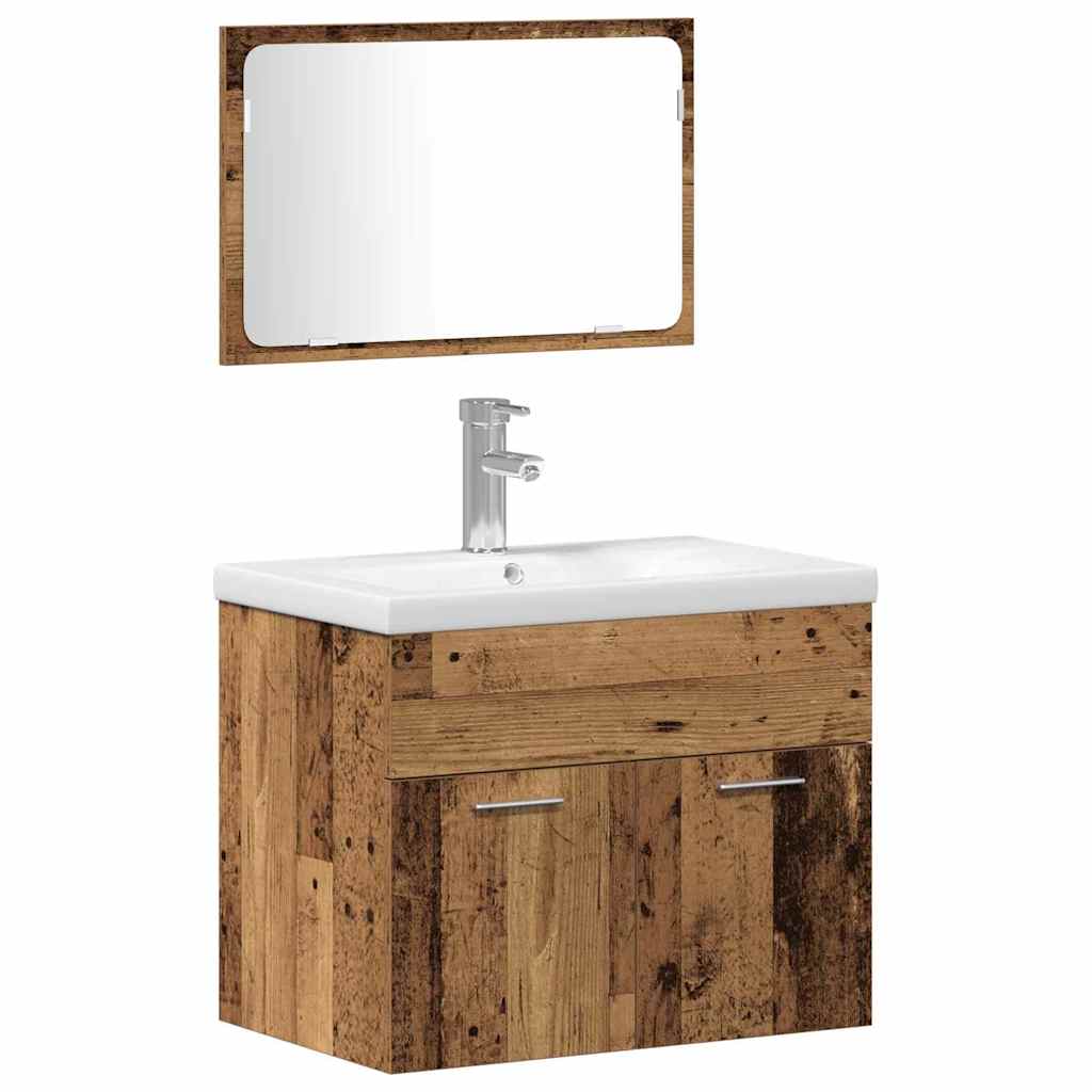Badezimmermöbel-Set Wandmontiert 4 pcs Braun Holzwerkstoff