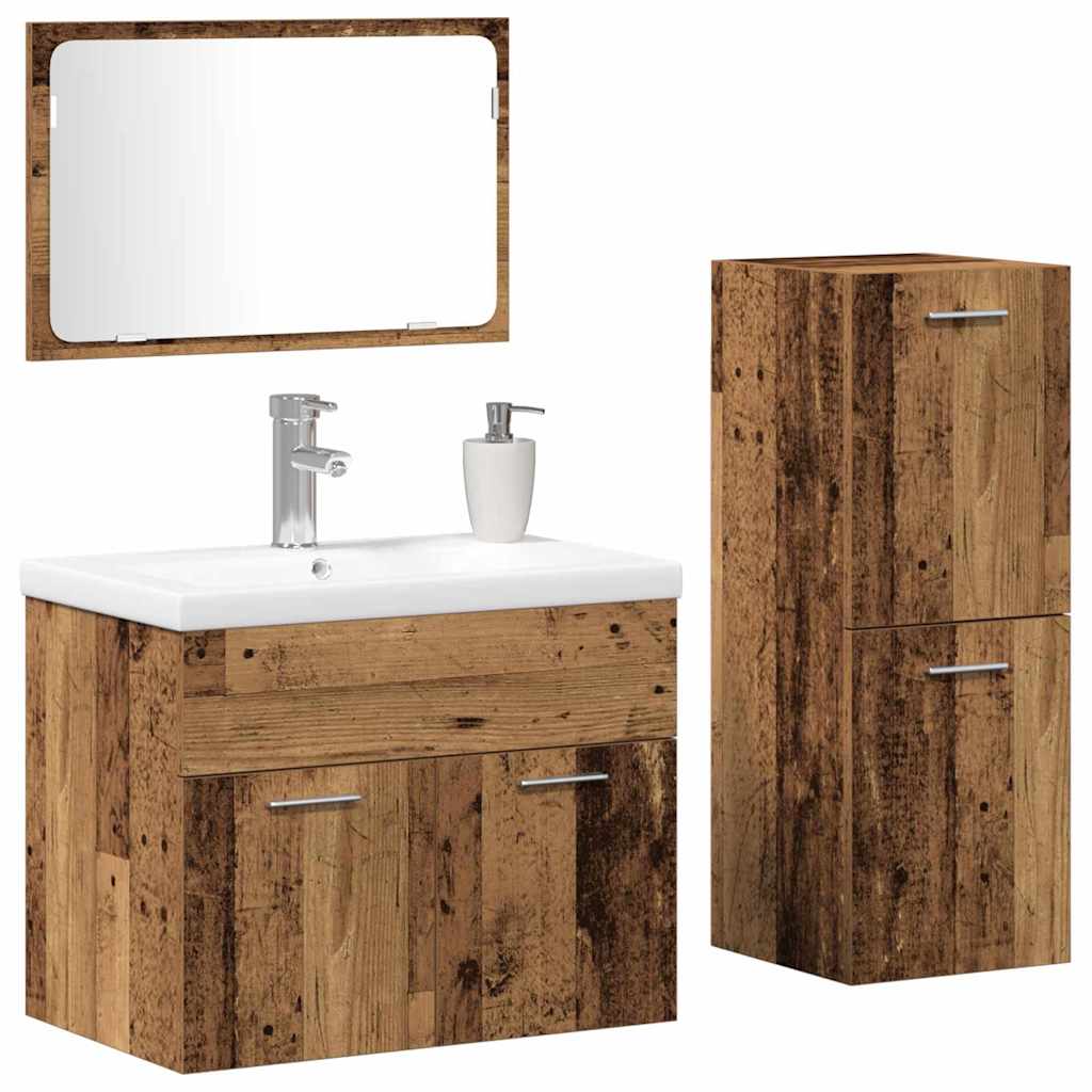 Badezimmermöbel-Set Wandmontiert 4 pcs Braun Holzwerkstoff