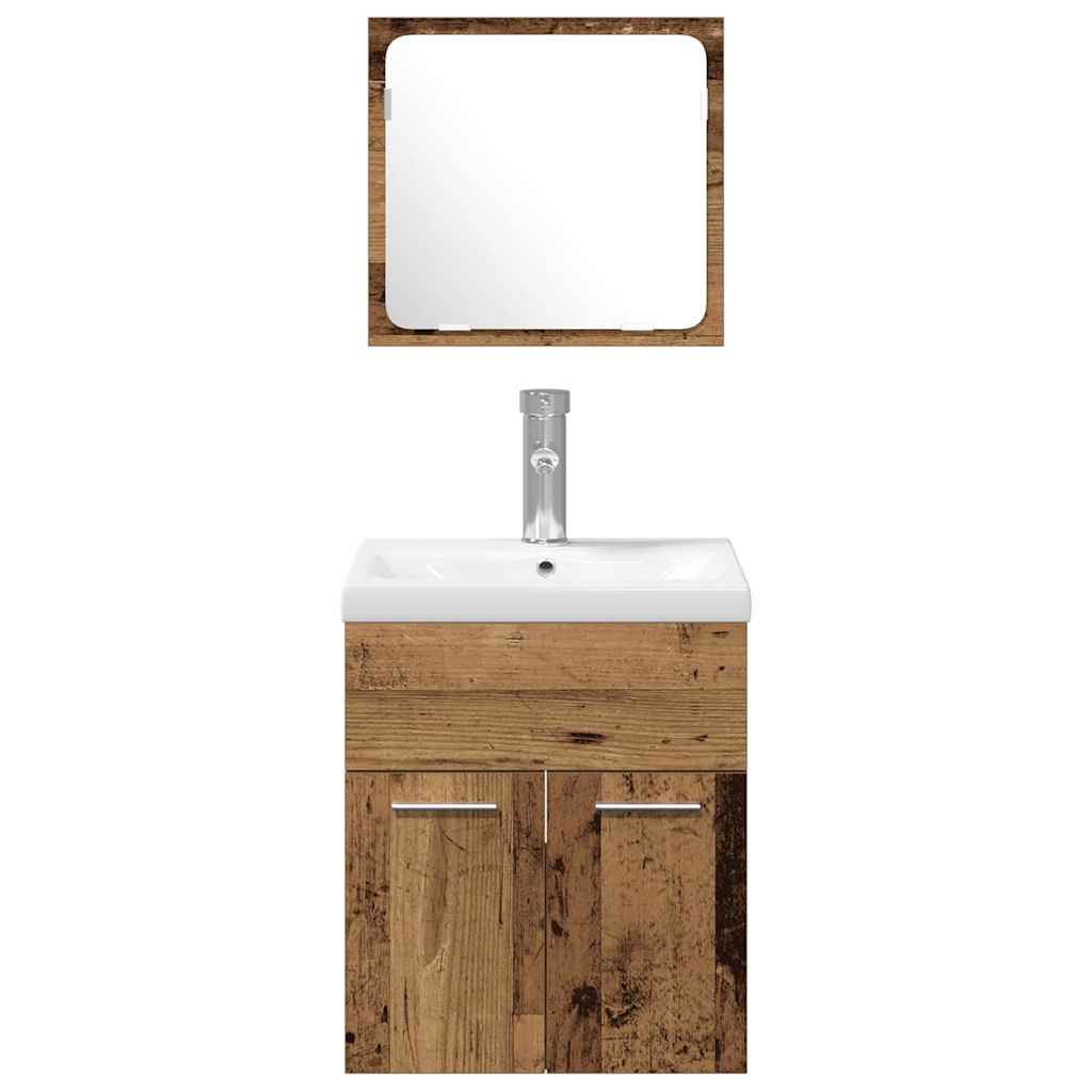 Badezimmermöbel-Set Wandmontiert 4 pcs Altholz Holzwerkstoff