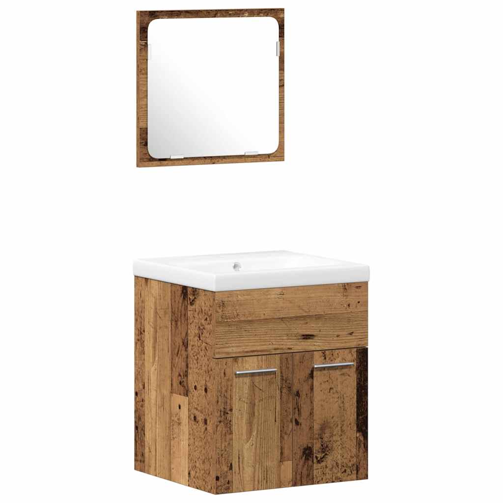 Badezimmermöbel-Set Wandmontiert 4 pcs Altholz Holzwerkstoff