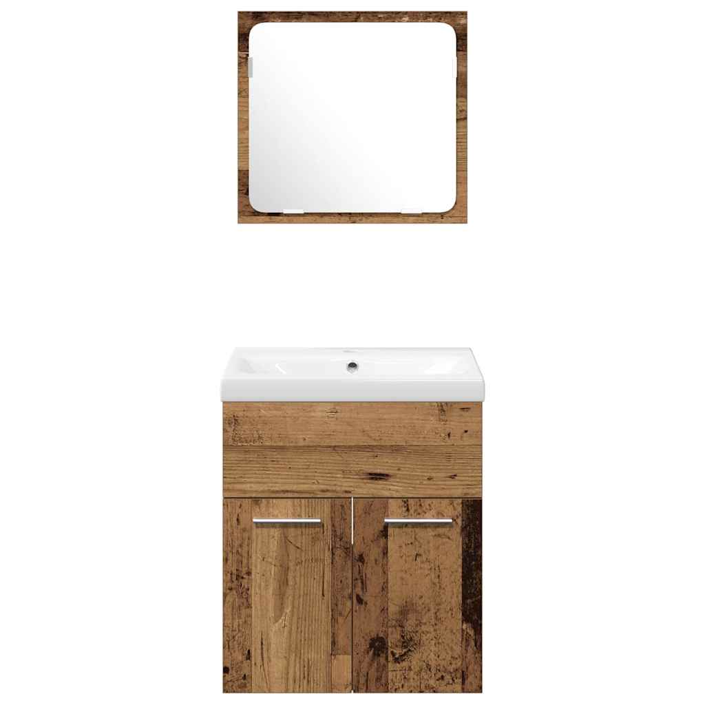Badezimmermöbel-Set Wandmontiert 4 pcs Altholz Holzwerkstoff