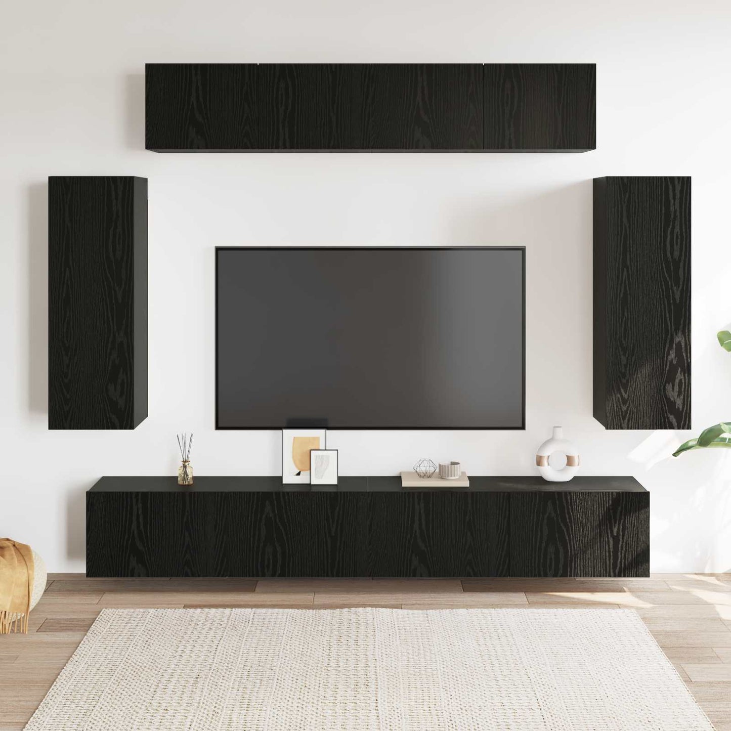 TV-Schrankset 6 pcs Schwarz Eichen-Optik 100 x 30 x 30 cm