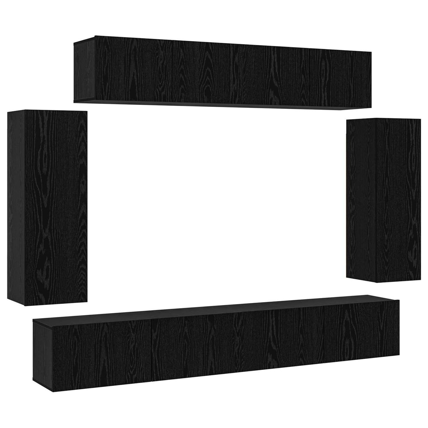 TV-Schrankset 6 pcs Schwarz Eichen-Optik 100 x 30 x 30 cm