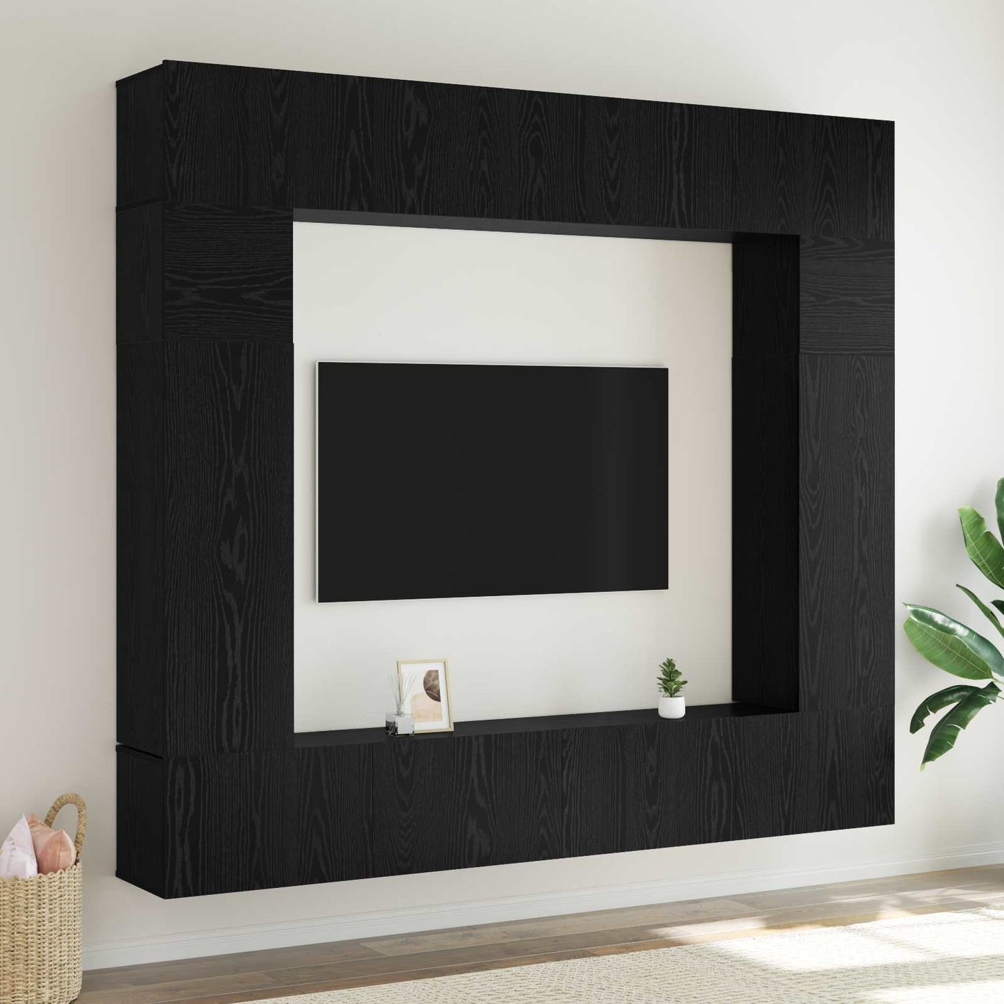 TV-Schrankset 8 pcs Schwarz Eichen-Optik Holzwerkstoff