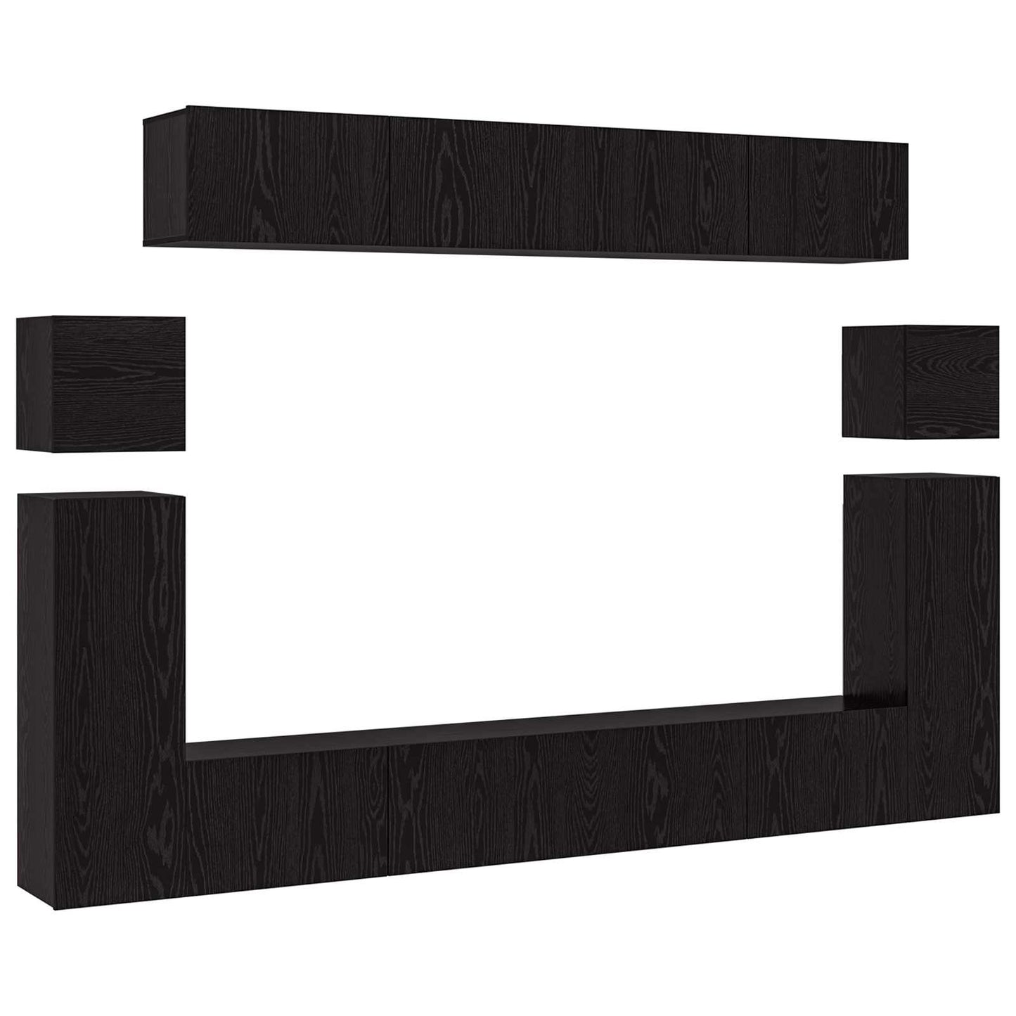 TV-Schrankset 8 pcs Schwarz Eichen-Optik Holzwerkstoff