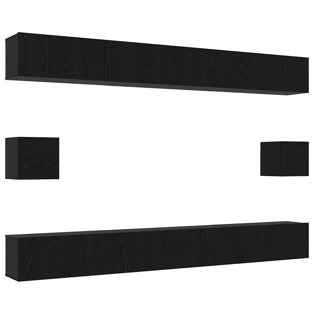 TV-Schrankset 8 pcs Schwarz Eichen-Optik Holzwerkstoff