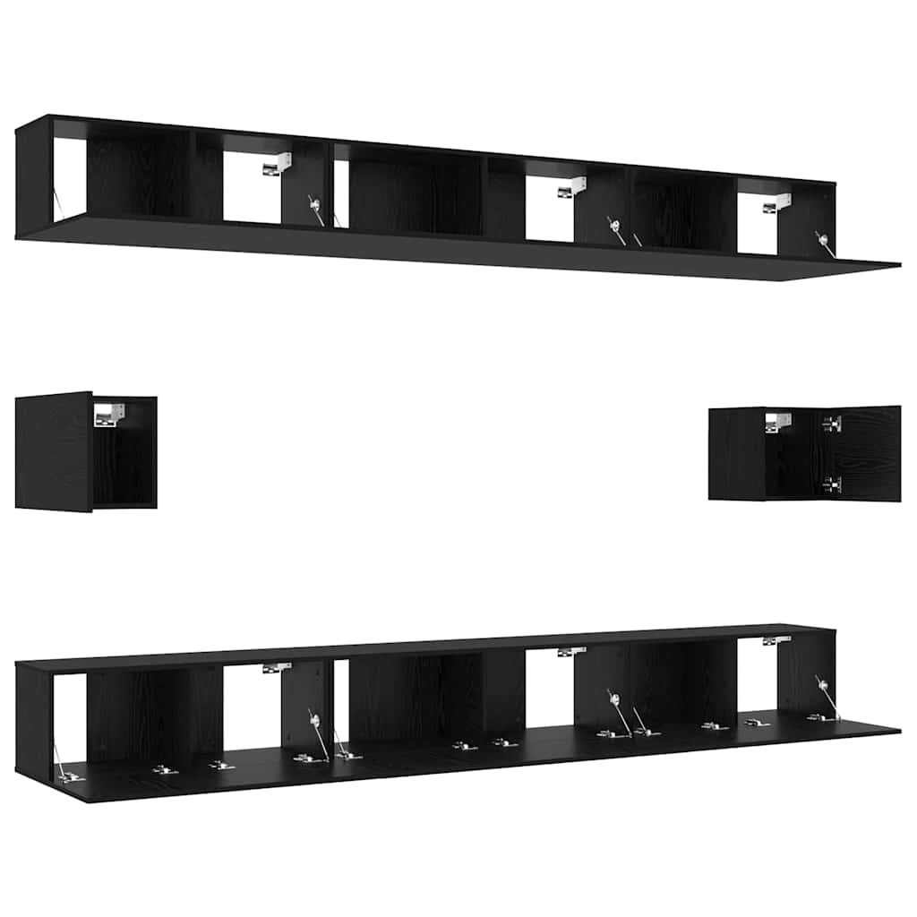 TV-Schrankset 8 pcs Schwarz Eichen-Optik Holzwerkstoff