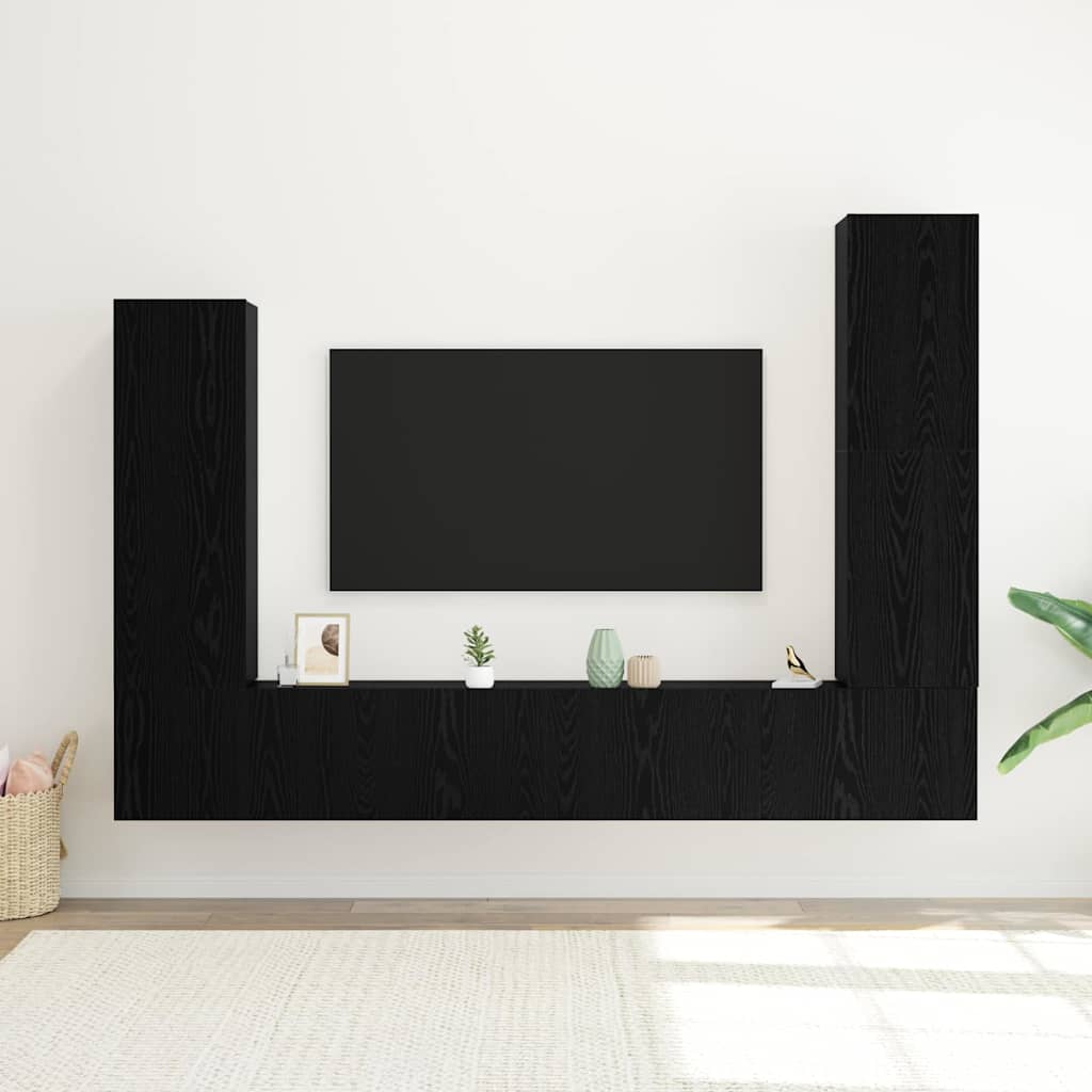 TV-Schrankset 4 pcs Schwarz Eichen-Optik Holzwerkstoff