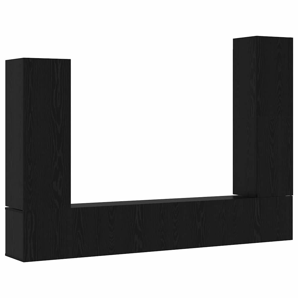 TV-Schrankset 4 pcs Schwarz Eichen-Optik Holzwerkstoff