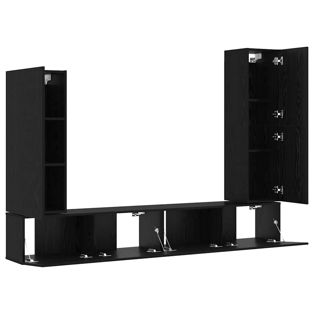TV-Schrankset 4 pcs Schwarz Eichen-Optik Holzwerkstoff