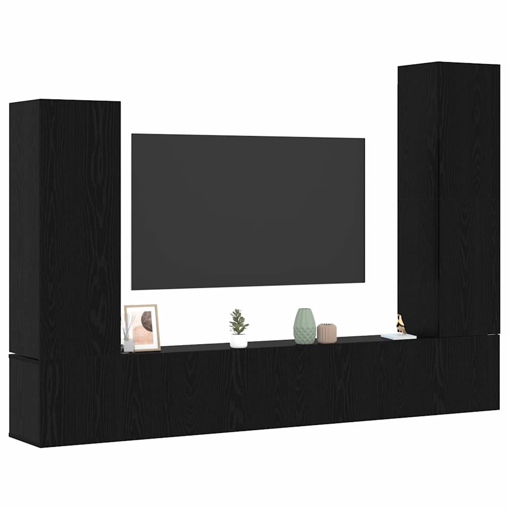 TV-Schrankset 4 pcs Schwarz Eichen-Optik Holzwerkstoff