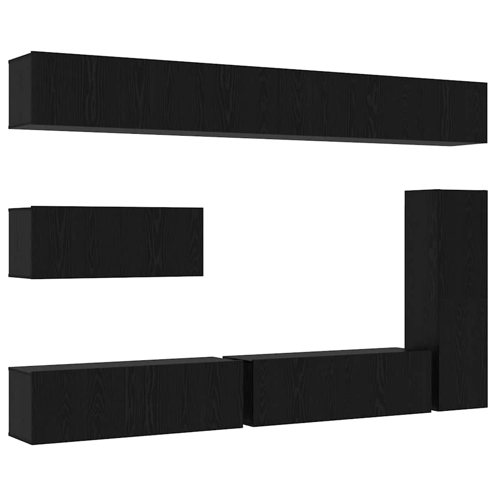 TV-Schrankset 7 pcs Schwarz Eichen-Optik Holzwerkstoff