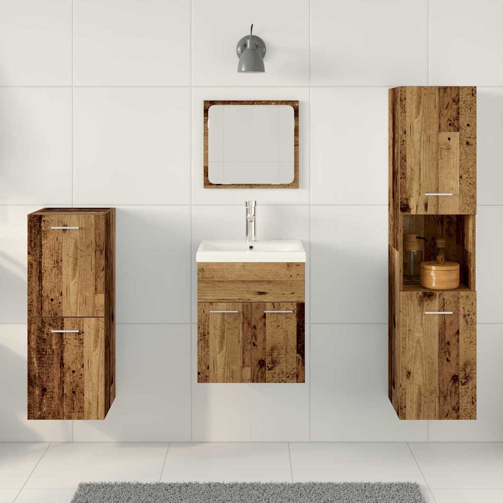 Badezimmermöbel-Set mit Regal 5 pcs Altholz Holzwerkstoff