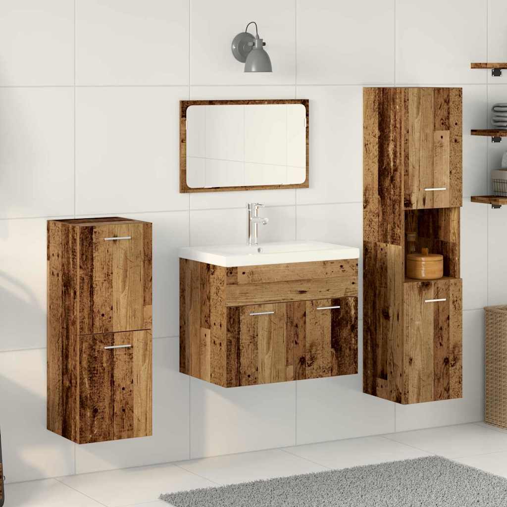 Badezimmermöbel-Set Wandmontiert 4 pcs Altholz Holzwerkstoff
