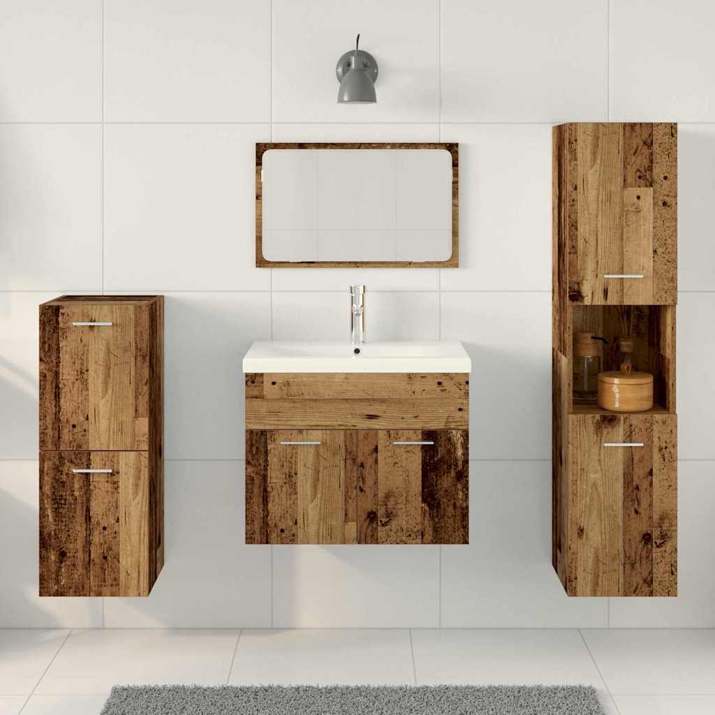 Badezimmermöbel-Set mit Regal mit Tür 5 pcs Braun Holzwerkstoff