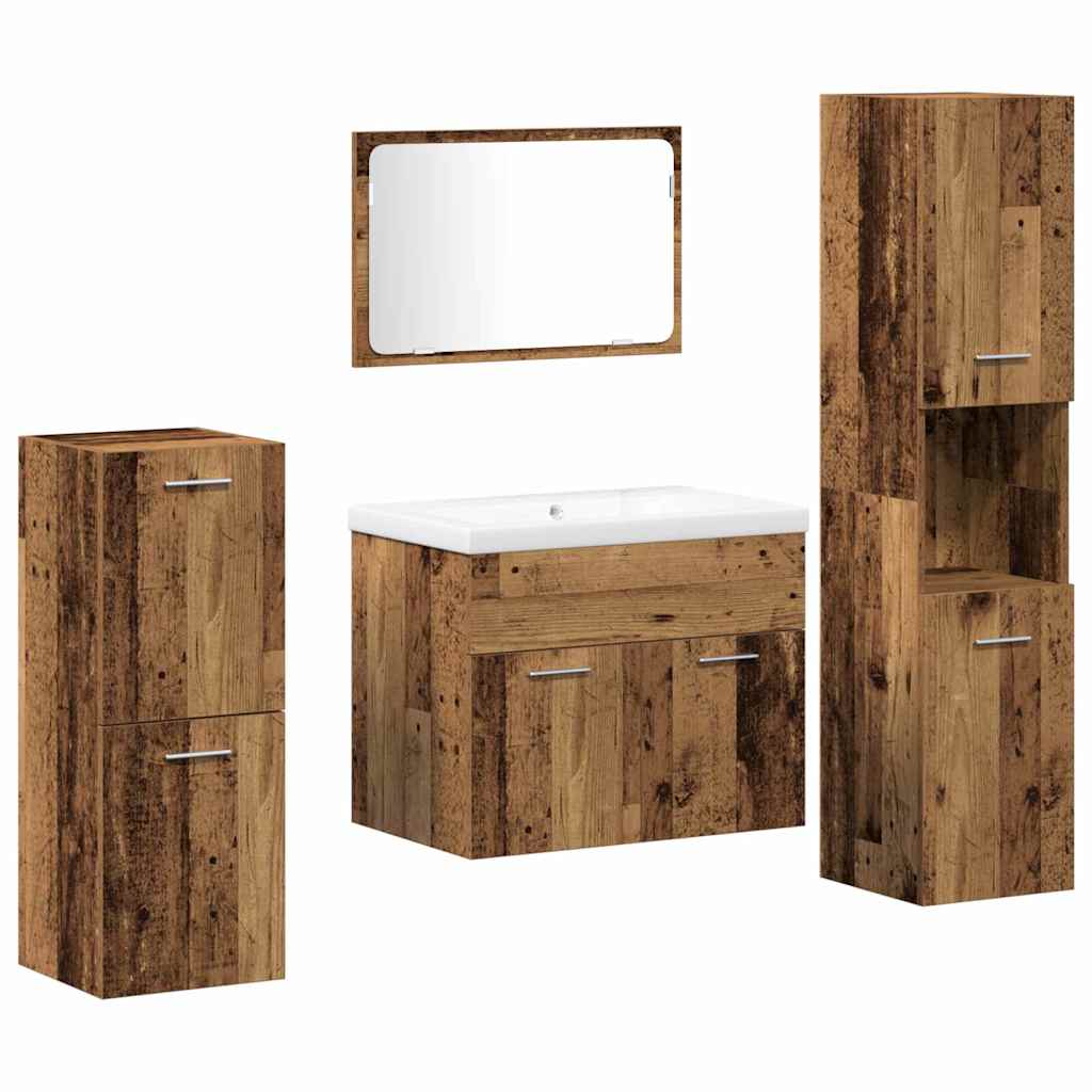 Badezimmermöbel-Set mit Regal mit Tür 5 pcs Braun Holzwerkstoff