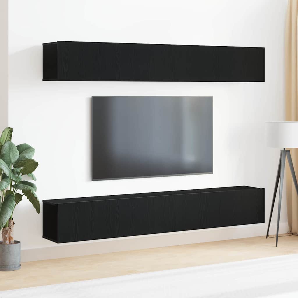 TV-Schrankset 4 pcs Schwarz Eichen-Optik 100 x 30 x 30 cm