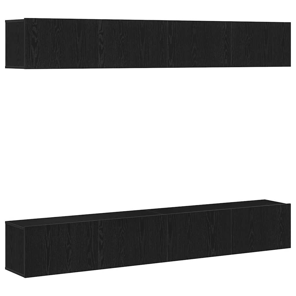 TV-Schrankset 4 pcs Schwarz Eichen-Optik 100 x 30 x 30 cm