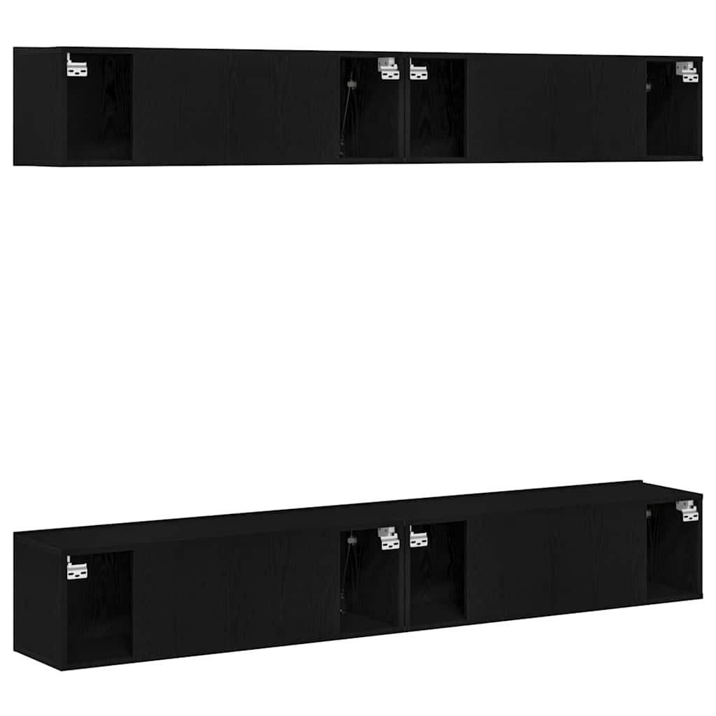 TV-Schrankset 4 pcs Schwarz Eichen-Optik 100 x 30 x 30 cm